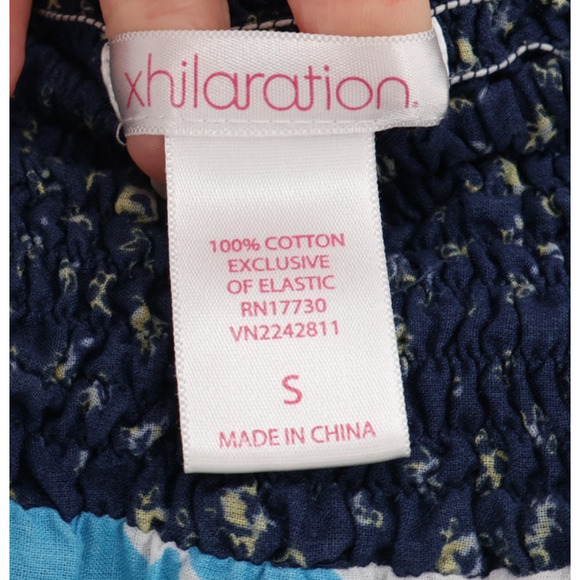 Boho Patchwork Tiered Mini Skirt Cottage Peasant 70s Smocked Waist Floral Size S - Picture 4 of 10